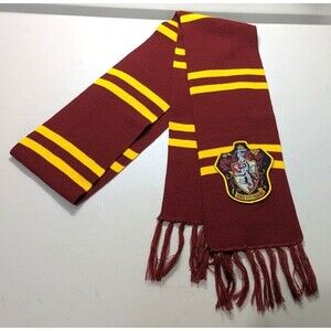 Harry Potter Gryffindor Red Yellow Winter Scarf Warner Bros Large Crest